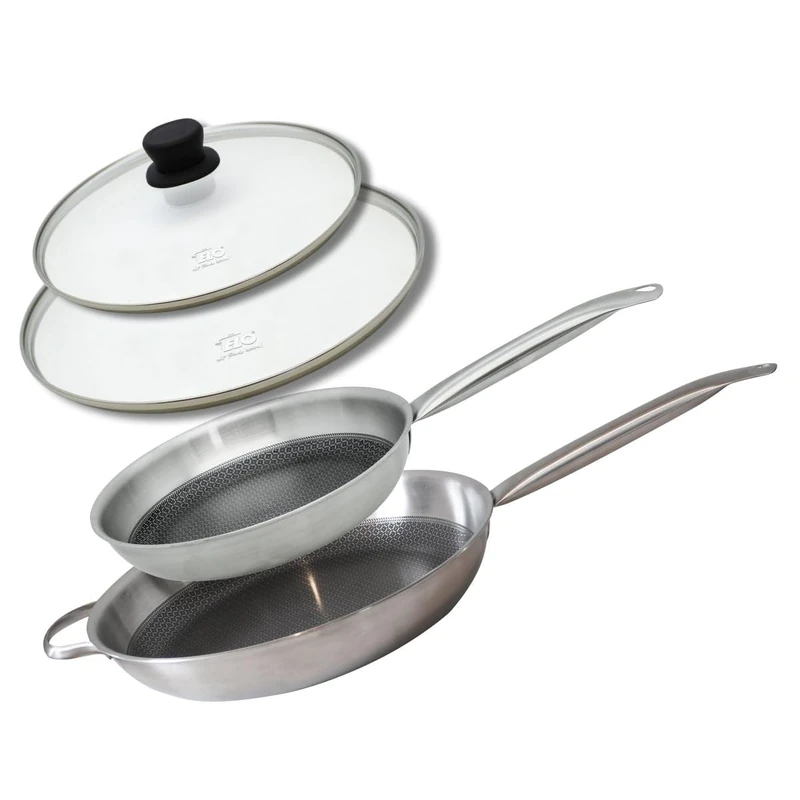 Elo 9350450 Frying Pans 18-10 Stainless Steel 24 and 32 cm with Lids PFAS Free Non-Stick Induction PFAS Free 18-10 Stainless Steel Aluminium Grey 24 and 32 cm - Image 1