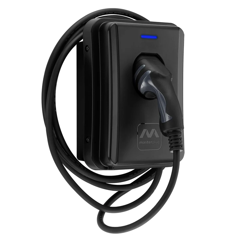 Masterplug EV Wall Charging Station for Electric Vehicles Type 2, Electric Car Charger with 5m Cable and Auto Fixed Function, Single Phase, Mode 3, RFID, IP65, 7.4kW, 32A, EVCM3BT7BR