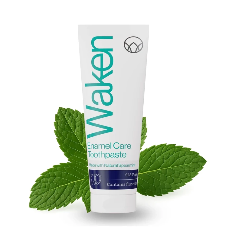 Waken Enamel Care Toothpaste – SLS Free with Natural Spearmint & Fluoride to Strengthen Enamel, Vegan Toothpaste for Fresh Breath, Daily Protection, 75ml