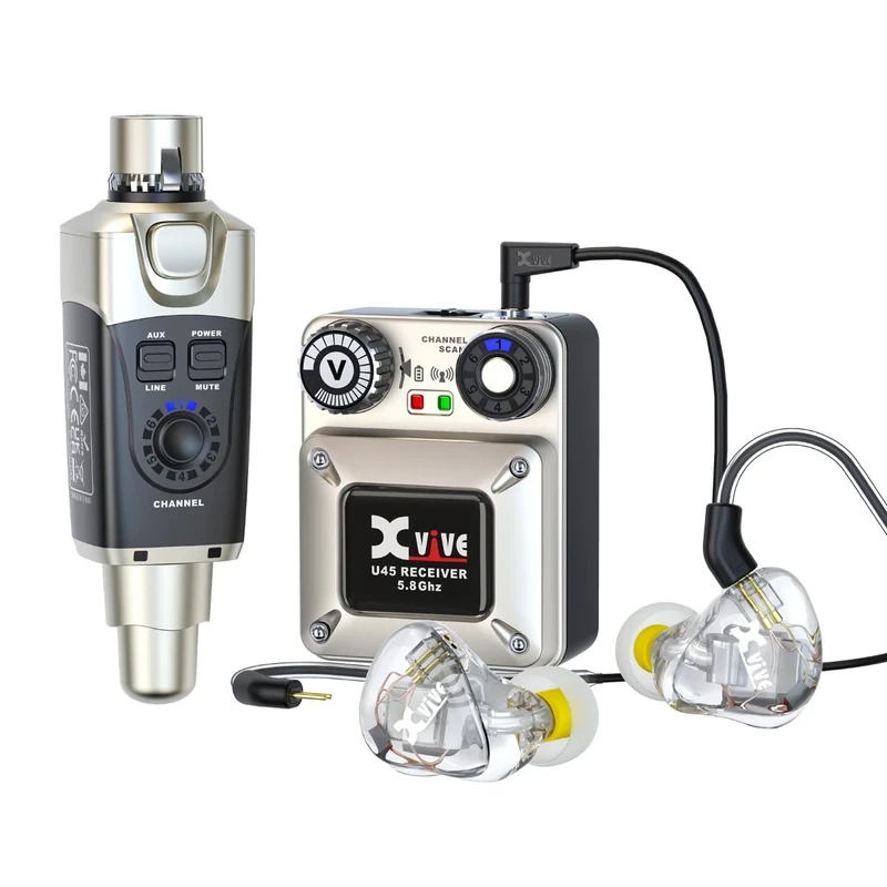 XVIVE U45T9-5.8 GHZ WIRELESS IN EAR MONITOR SYSTEM PLUS IN EAR MONTORS & CASE