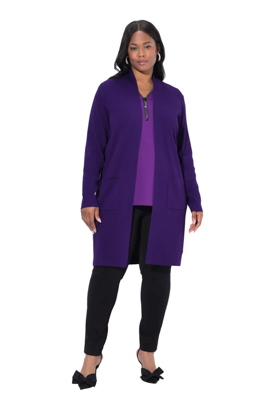 gs1 data protected company 4069787000005 Women's Strickjacke, Lange, Offene Form, Weicher Feinstrick Sweater, Dark Lily, 16 UK/18 UK