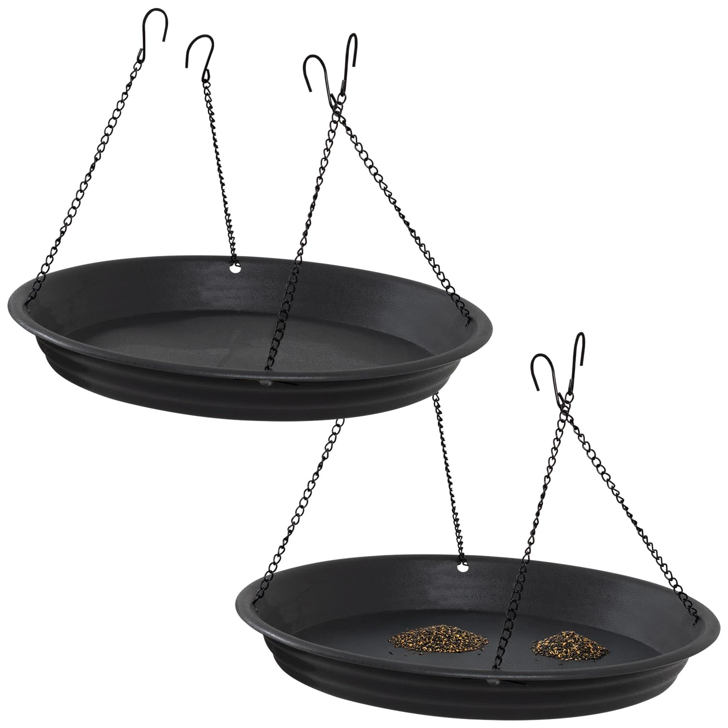 Woodside Bird Feeder Seed Catcher Tray – 2 Pack, 32cm Diameter, Easy-Hook Installation, Drainage Holes – Reduce Waste & Tidy Garden