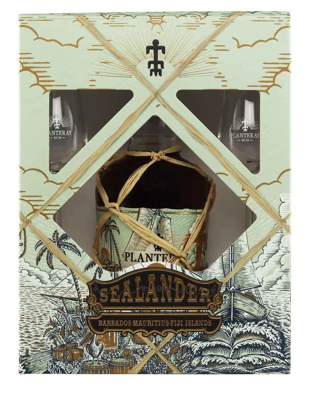 Planteray Sealander Dark Rum Gift Set - 70cl with 2 Glasses