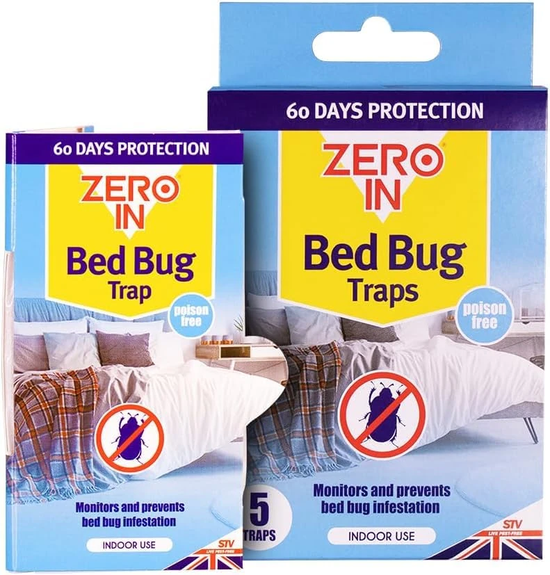 UKDeals Direct® Bed Bug Trap 5-Pack Ready-To-Use, Poison-Free Treatment Bug Detector Monitors Infestation, 500ml RTU spray (1 x Pack of 5 Trap)