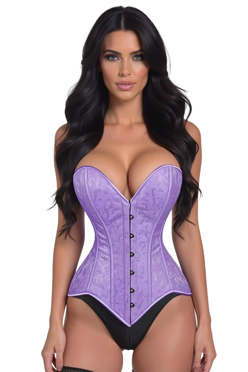 Daisy corsets Women's Lt Purple Brocade Overbust Corset Top Cincher W/Busk Closure, 2X