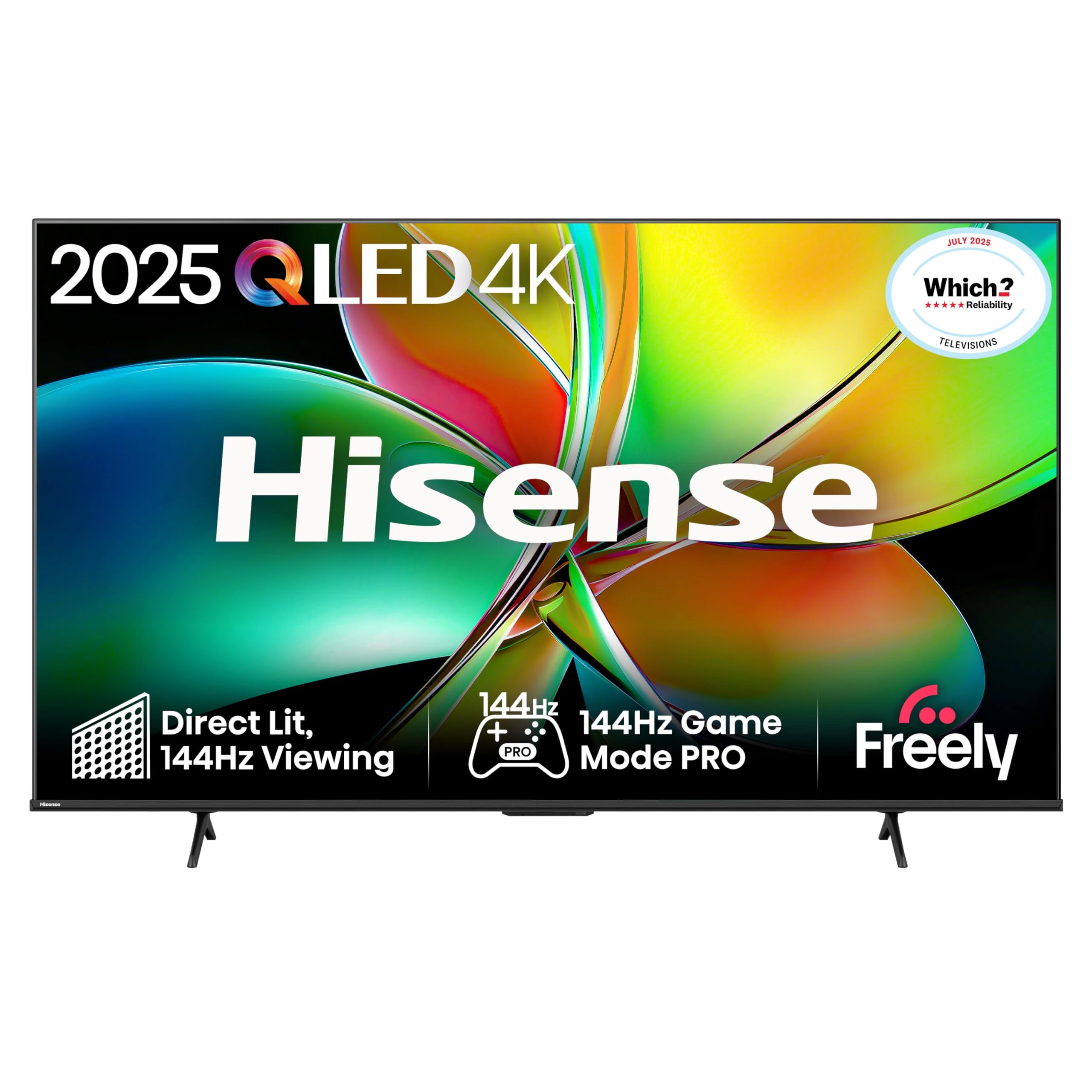 Hisense 55" 55E78QTUK PRO 144Hz QLED Smart AI TV - Hi-View AI Engine, 144Hz Game Mode PRO, Dolby Atmos, Quantum Dot Colour with Freely, Disney +, YouTube, Netflix