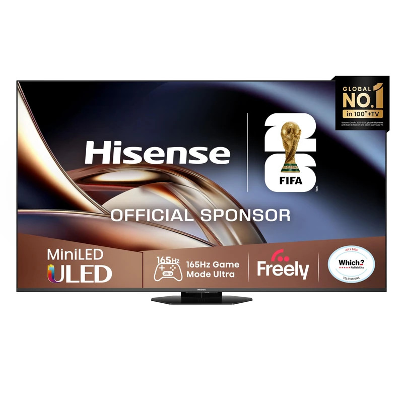 Hisense 85" 85U8QTUK MiniLED QLED 165Hz Smart AI TV - Hi-View AI Engine PRO, 165Hz Game Mode Ultra, 4.1.2 Channel, Dolby Atmos, Quantum Dot Colour, Anti-Reflection PRO with Freely, YouTube, Netflix - Image 1