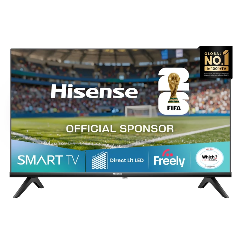 Hisense 32" 32A4QTUK HD LED TV with Freely - Direct Lit LED, Dolby Audio, Natural Colour Enhancer, Games Mode, Sports Mode with Freely, Disney +, YouTube, Netflix