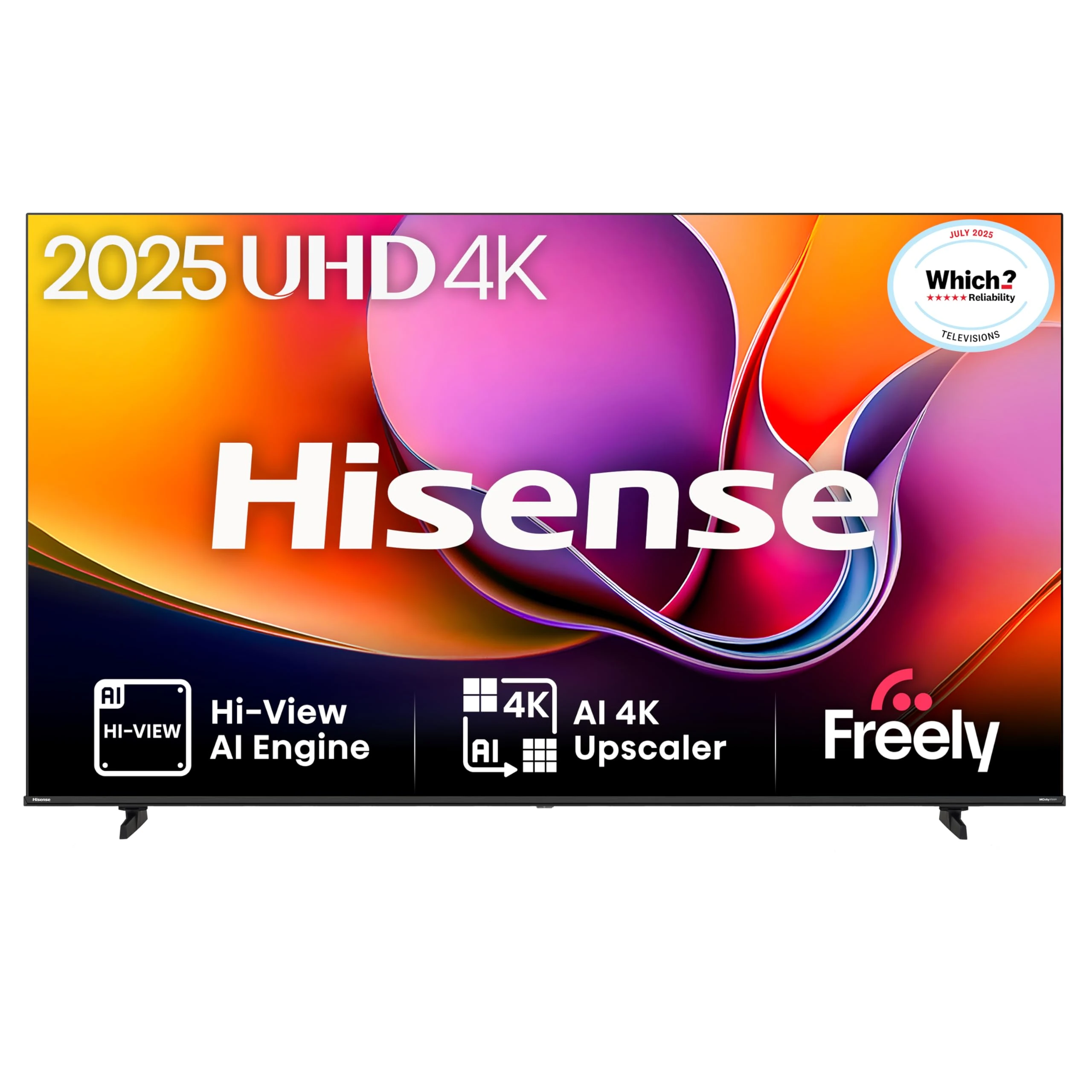 Hisense 85" 85A6QTUK 4K Ultra HD Smart TV AI TV - 4K UHD, Hi-View AI Engine, Precision Colour, AI Smooth Motion, Sports Mode with Freely, Disney +, YouTube, Netflix