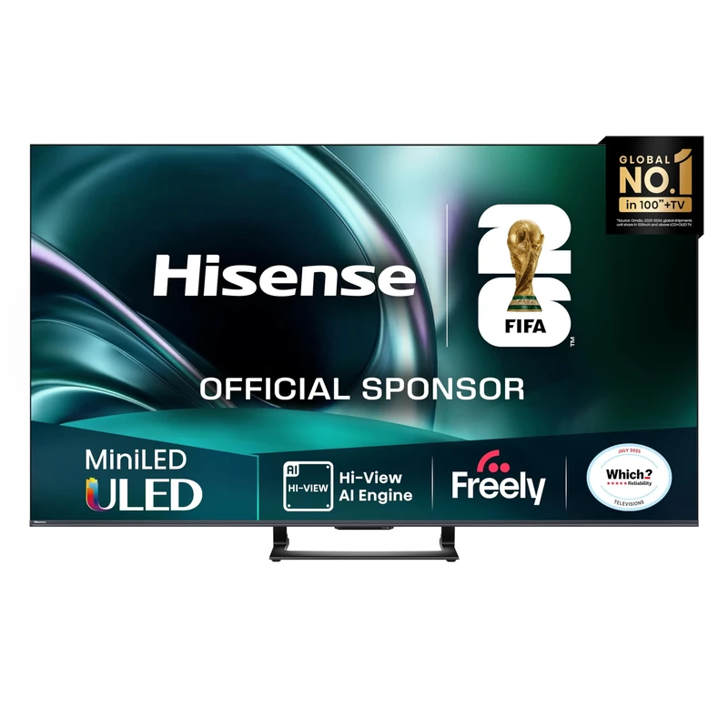 Hisense 50" 50U7QTUK MiniLED QLED 144Hz Smart AI TV - Hi-View AI Engine, 144Hz Game Mode PRO, 2.1 Channel, Dolby Atmos, Quantum Dot Colour, Anti-Reflection with Freely, Disney +, YouTube, Netflix