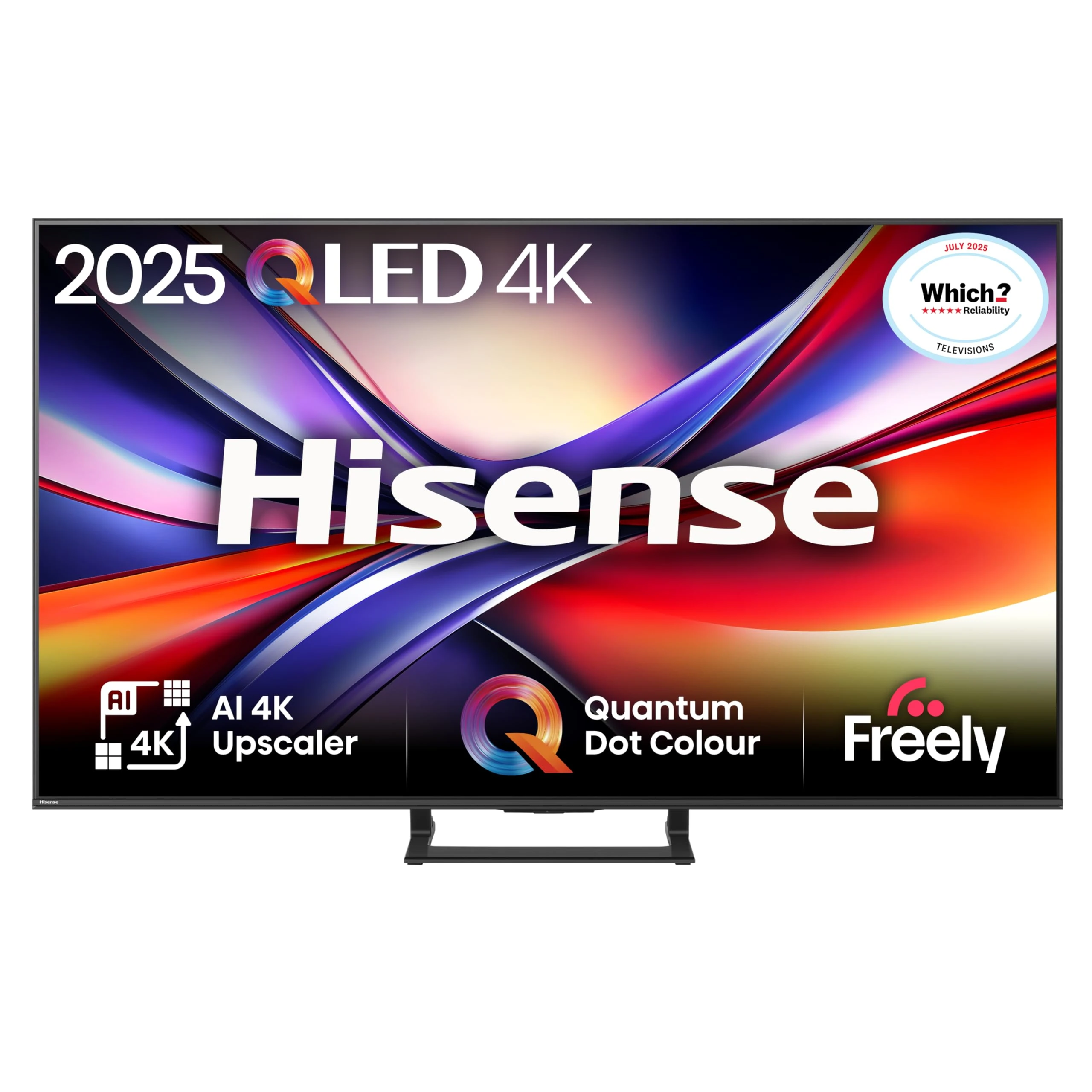Hisense 65" 65A7QTUK QLED Smart AI TV - 4K Direct Lit Viewing, Quantum Dot Colour, Hi-View AI Engine, Built in Subwoofer, Dolby Vision, Dolby Atmos with with Freely, Disney +, YouTube, Netflix