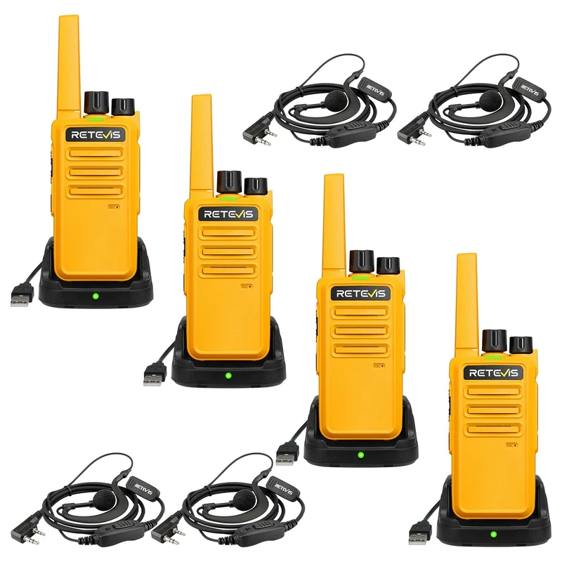 Retevis RT668 Walkie Talkies for Adults, Rechargeable PMR446 Walkie Talkie, Robust, USB Charger and Earpieces, Professional Radio for Family, Work Communication, Camping (2 Pairs)