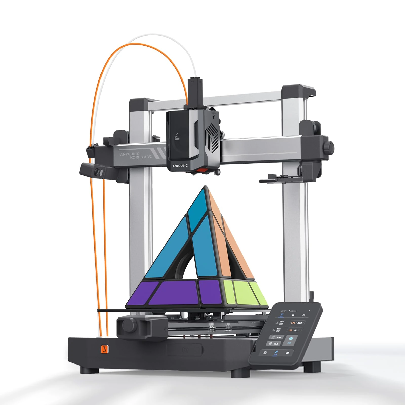 ANYCUBIC Kobra 3 V2 3D Printer, 4/8 Color Multicolor Printing Capability, 600mm/s Fast Printing FDM 3D Printer, 255x255x260mm Print Area, Improved Auto Leveling & Easy to Assemble for All Level Users