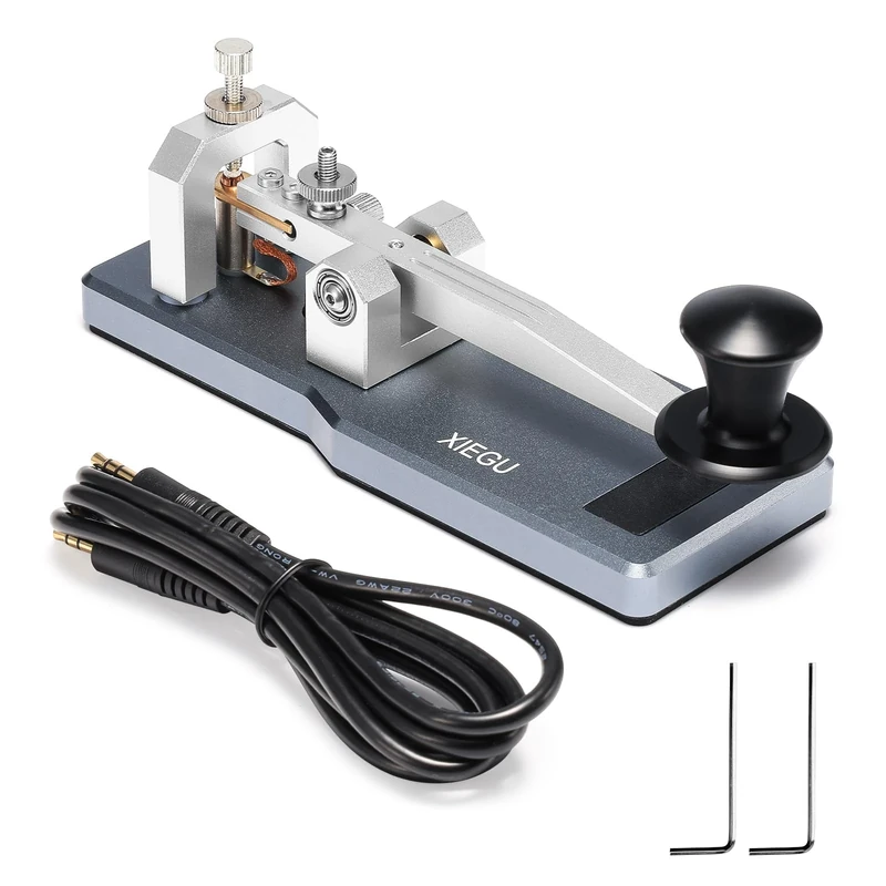 XIEGU VK-5 Morse Button, Mini Straight Key CW, Portable Morse Button with CNC Aluminium Base, Morse Code Transmitter, 3.5mm Jack, for G90/X6100/X6200/X5105/G106