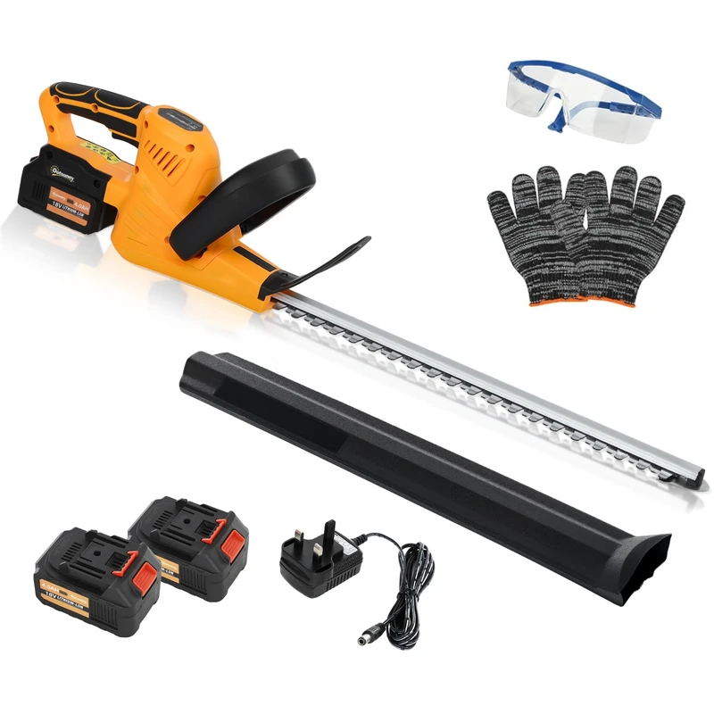 Outsunny 20" Cordless Hedge Trimmer, 18V Electric Hedge Cutter, Orange