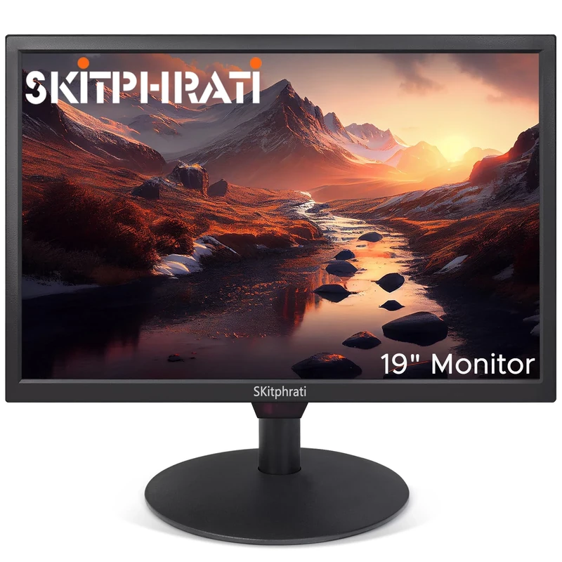 SKitphrati 19 Inch PC Monitor, HD 1440 x 900 Screen Computer Monitor with HDMI VGA AV BNC USB Ports, 60Hz, 5Ms, VESA, Build-in Speakers, LED Display for Laptops and Desktops Office Home