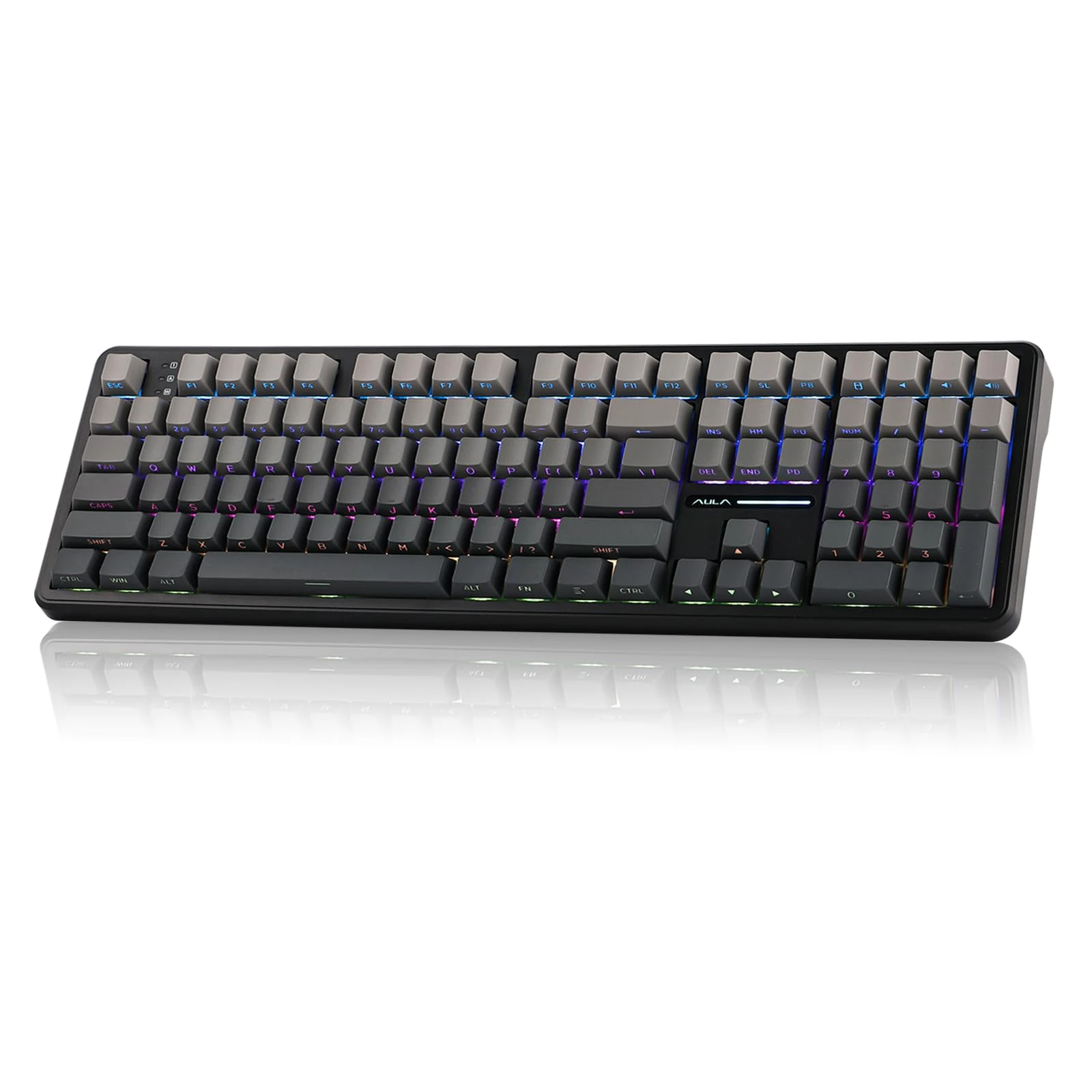 MechLands Aula F108 100% Wireless Gaming Keyboard 4000mAh Battery, Full Size Custom Gasket Mechanical Keyboard, Programmable 108 Keys, Hot-Swappable, for Win/Mac (Black Gradient)
