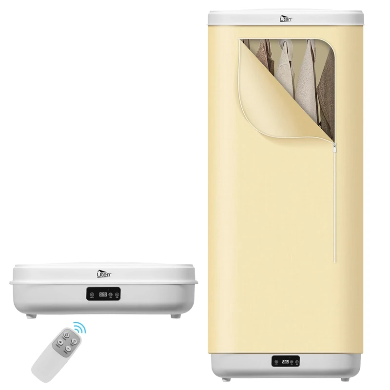 Uten Electric Portable Clothes Dryer, 1000W Detachable Clothes Dryer Indoor, 360° Dimensional Drying with Touchscreen, Remote Control for Travel, Camping, Hotel, Apartment, Dormitories, Holds 5KG