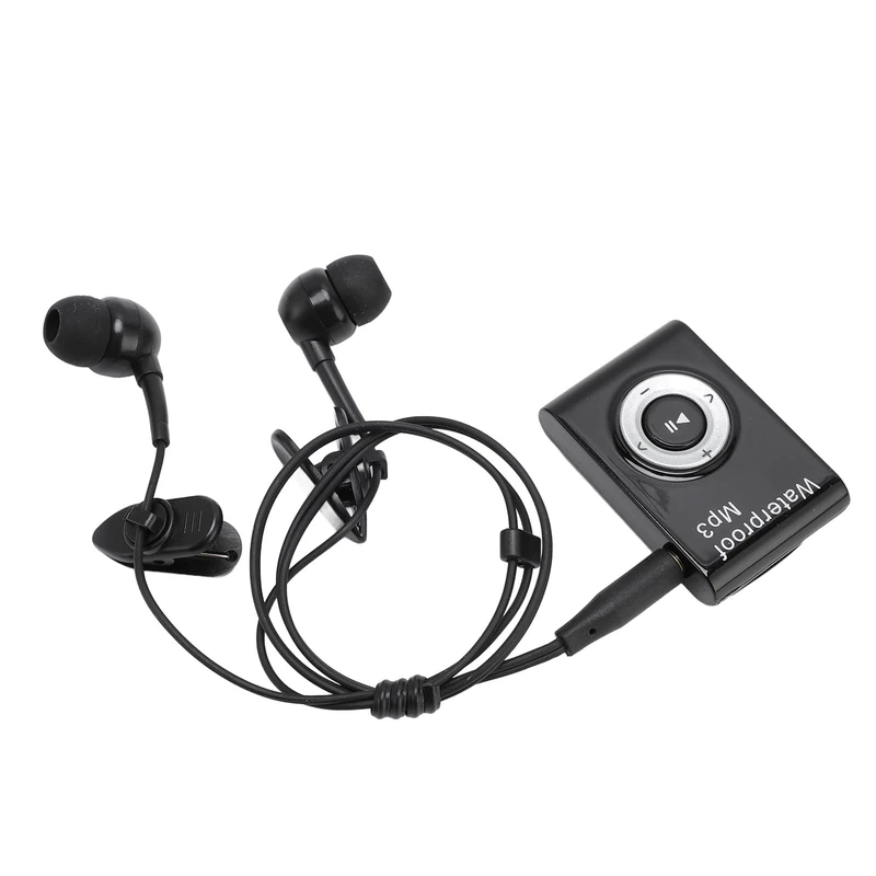 Water Proof MP3 Player for Swimming, 10FT Underwater Music Player with Headphone, Built in 8GB Memory, for Running Surfing Diving Water Sports (Black) - Image 1