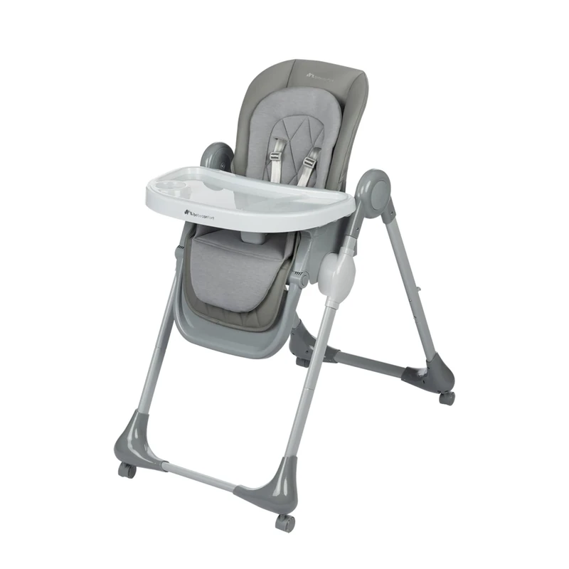 Bebeconfort Olea Baby Highchair, 0-3 Year, 0-15 kg, Fully Adjustable Highchair, 9 Height, 3 Recline Positions, Compact Fold, Easy to Clean, Easy to Move with 4 Swivelling Wheels, Tinted Grey