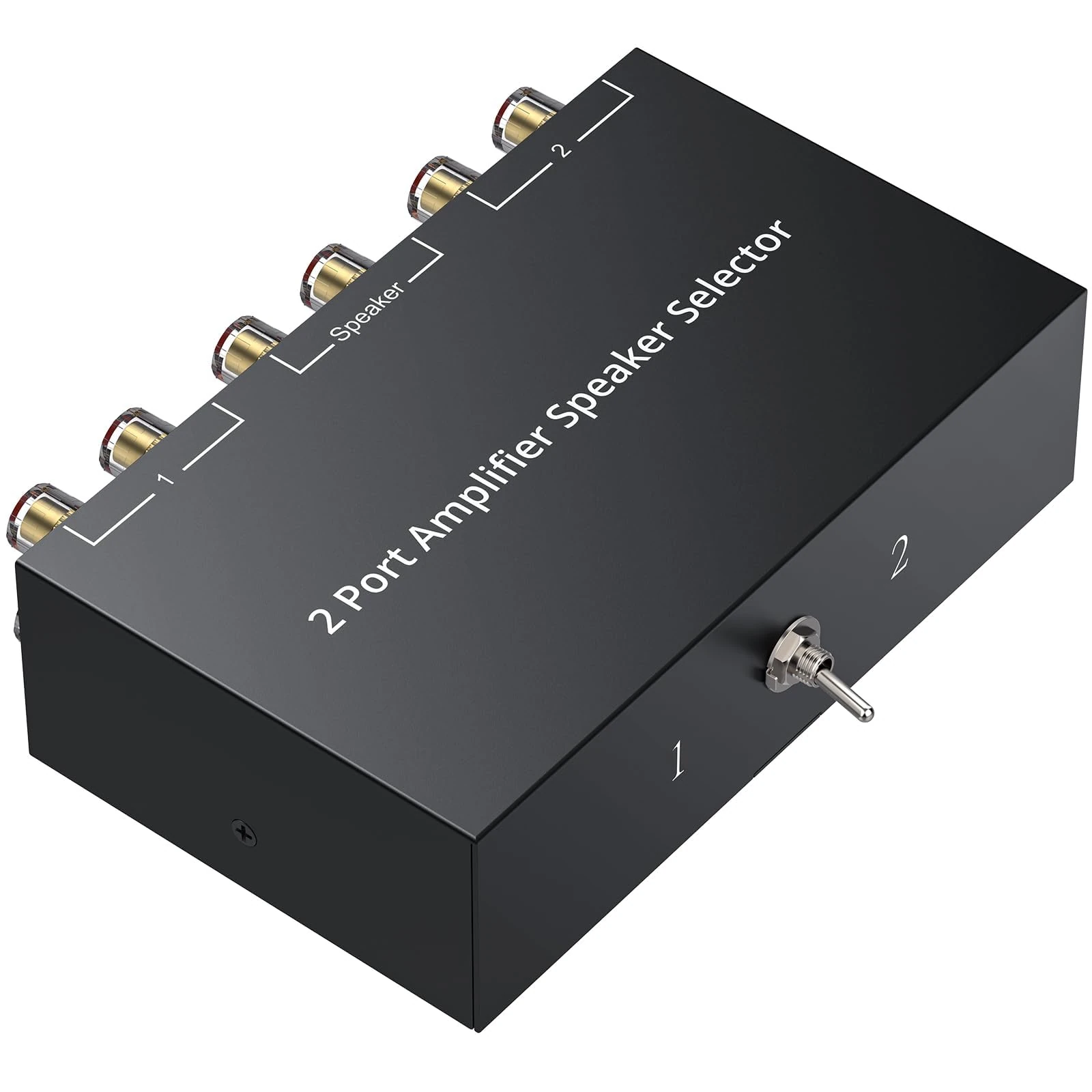 LiNKFOR Speaker Amplifier Selector Switch - (1-IN 2-OUT / 2-IN 1-OUT) Bi-Directional Amplifier Switch with A/B Toggle, No Power Needed, Gold-Plated Terminals, 100W RMS per Channel Speaker Switcher Box
