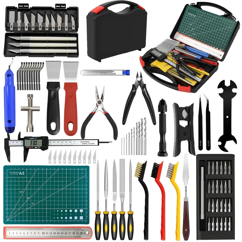 105 PCS 3D Printer Tools Kit, 3D Printing Accessories with Cleaning Tool, Deburring Tool, Pliers,Cutting Mat,Tweezers,Ruler and Other 3D Printing Accessories for Finishing, 3D Print Removing, Cleaning