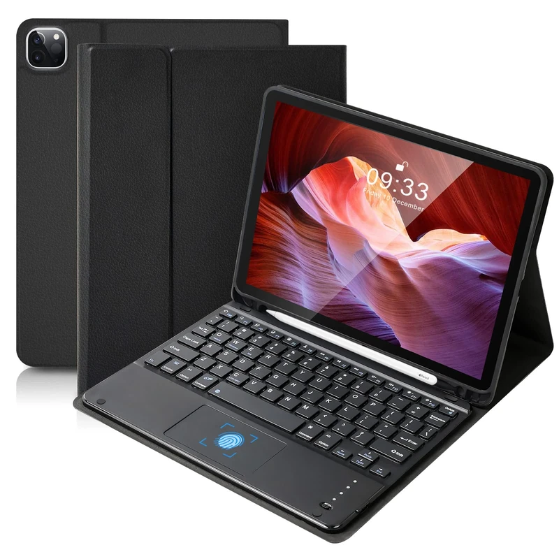 SOPPY Bluetooth Keyboard Case with Touchpad for iPad Air 11-inch (M3 2025 / M2 2024), Air 5th/4th Gen, iPad Pro 11 inch (1st/2nd/3rd/4th Gen), Detachable Keyboard Cover, with Pencil Slot, Black