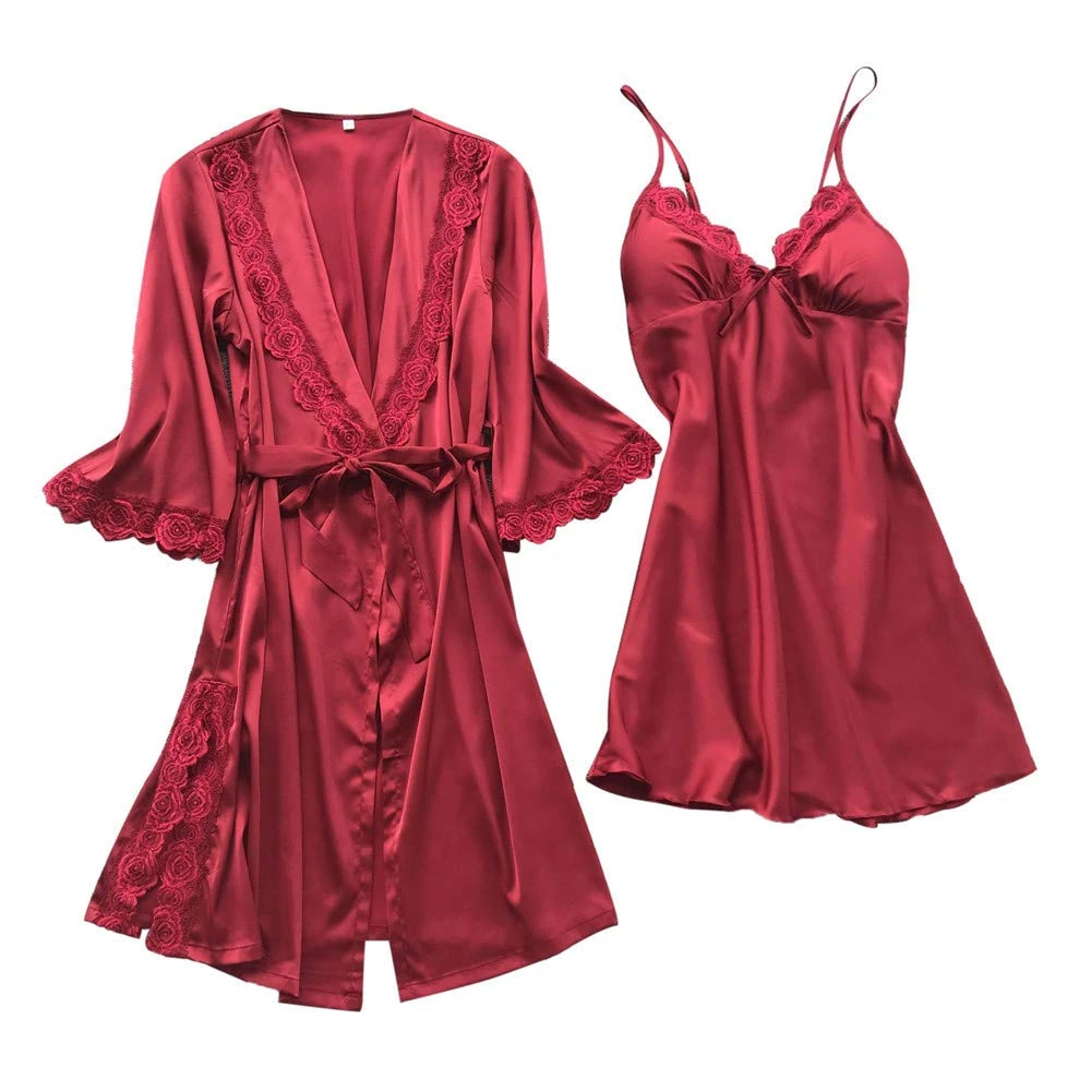 nightwear sets for ladies set fashion camisole sleepwear satin silk women's nightwear comfy pyjamasara