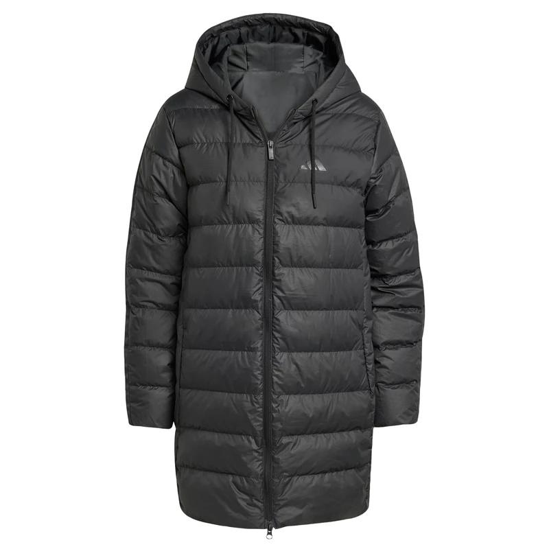 adidas Women's Essentials Climawarm 3 Stripes Light Down Hooded Parkas Coat, black, XXS