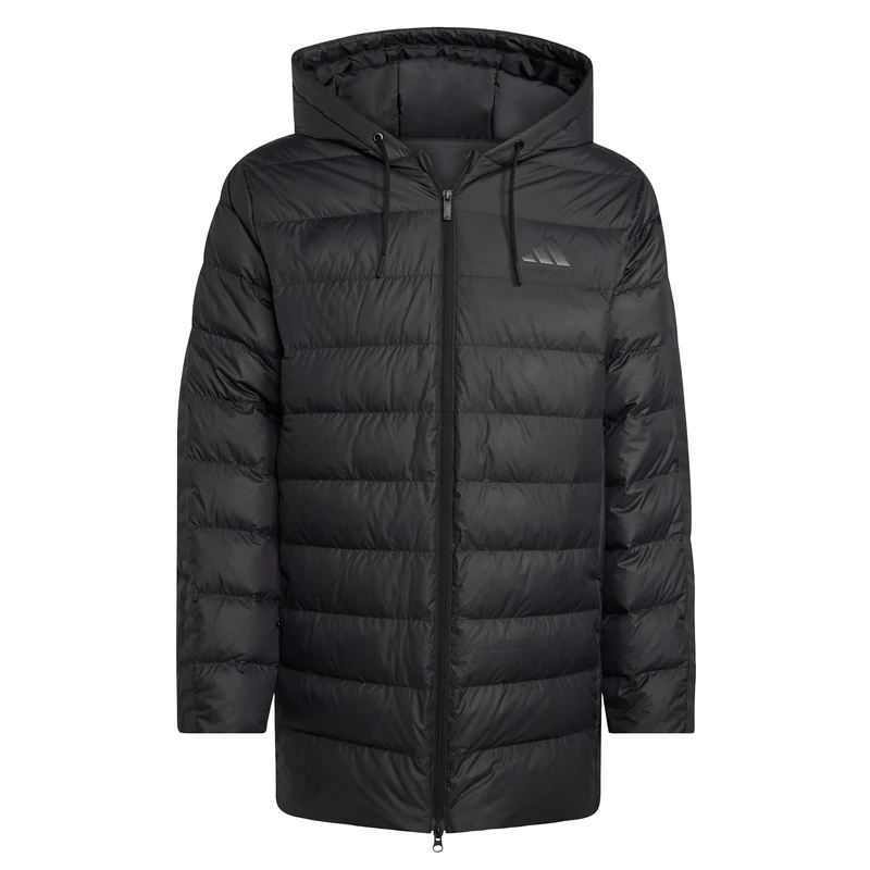 adidas Men's Essentials Climawarm 3 Stripes Light Down Hooded Parkas Coat, black, M