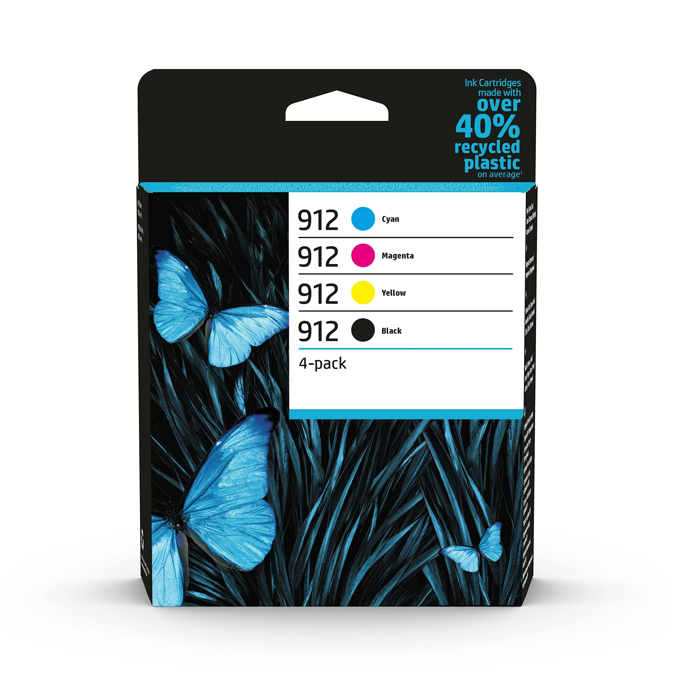 HP 912 Set of 4 Original Ink Cartridges for OfficeJet Pro 8010 8010e 8012 8014 8015 8020 8020e 8022 8023 8024 8025 Printers, Pack of 4