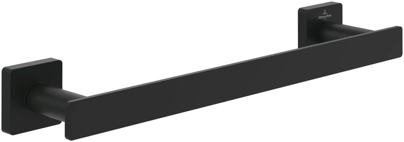 Villeroy & Boch Elements - Striking Towel Rail Bathroom Wall Mounted Towel Rail Brass Bath Towel Rail Square Length 345 mm Matt Black