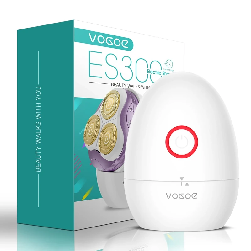 VOGOE Electric Shaver for Women, Wet and Dry Rotary Razor, Hair Remover for Leg Face Lips Bikini line, Rechargeable Waterproof and Cordless Trimmer Egg Shape, Purple ES300