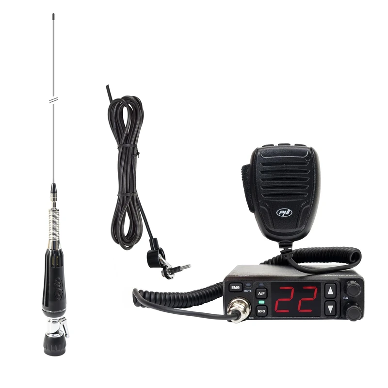 Package CB radio station PNI Escort HP 5500 and foldable CB antenna PNI LED 1000, 80 cm, illuminates during transmission