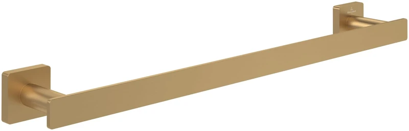 Villeroy & Boch Elements - Striking Towel Rail Bathroom Wall Mounted Towel Rail Brass Bath Towel Rail Square Length 495 mm Brushed Gold