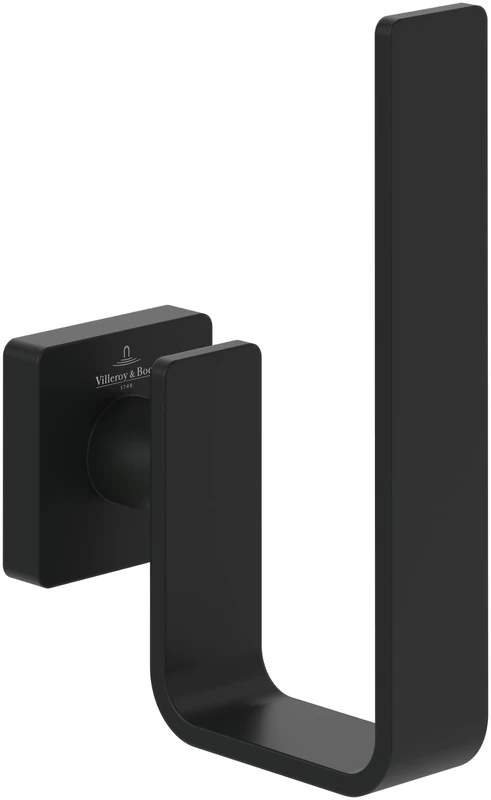 Villeroy & Boch Elements Striking Spare Toilet Paper Holder, Replacement Roll Holder Toilet Paper for Wall Mounting, Toilet Paper Storage Made of Brass, Square, Matt Black