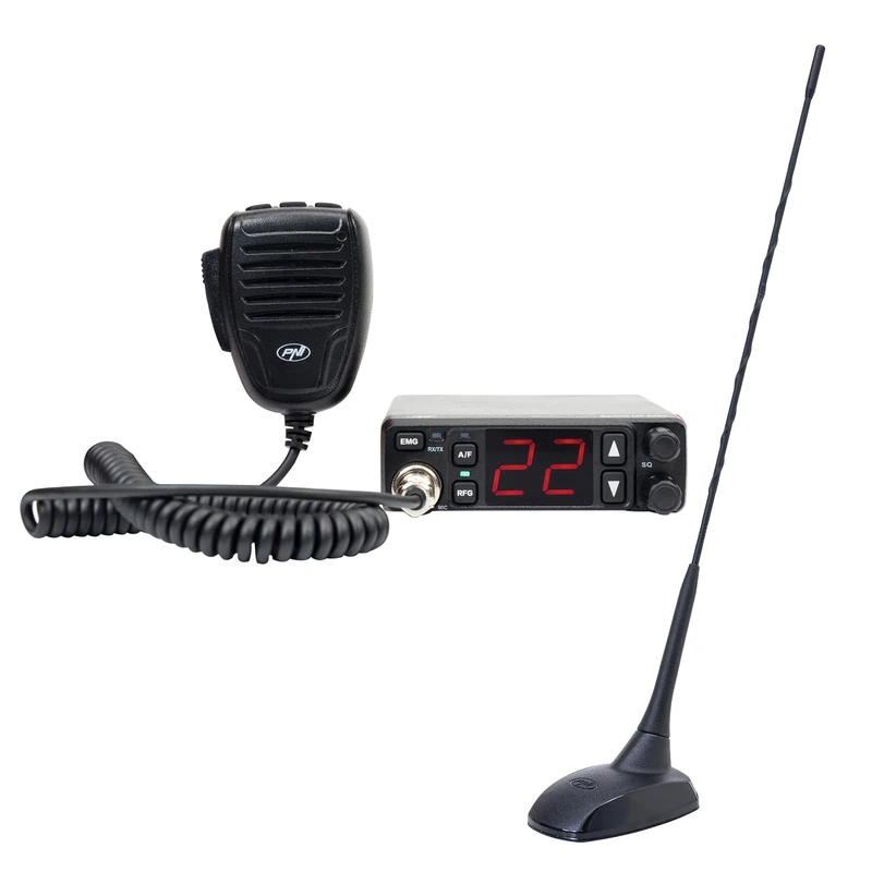 CB radio station kit PNI Escort HP 5500 and CB antenna PNI Extra 48, 45 cm, SWR 1.0, with magnet included