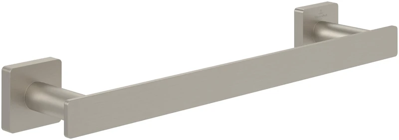Villeroy & Boch Elements - Striking, bathroom for wall installation, towel rail made from brass, square bathroom, length 345 mm, Brushed Nickel