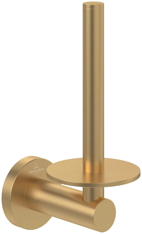 Villeroy & Boch Elements - Tender spare toilet roll holder, holder for spare toilet rolls for wall installation, toilet paper storage made from zinc, round, Brushed Gold