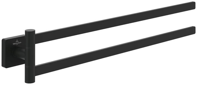 Villeroy & Boch Elements Striking Double Arm Towel Rail Bathroom Wall Mounted Towel Rail Brass Bath Towel Rail Square Length 410 mm Matt Black