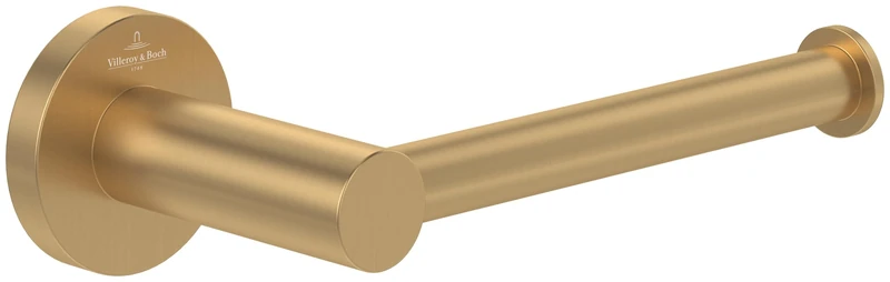 Villeroy & Boch Elements - Tender toilet roll holder without cover, for wall installation, zinc, round, Brushed Gold
