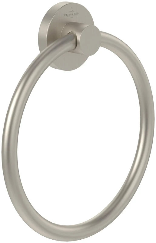 Villeroy & Boch Elements - Tender, bathroom for wall installation, towel ring made from zinc, round bathroom, 164 x 32 x 185 mm, Brushed Nickel