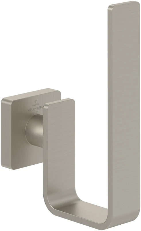 Villeroy & Boch Elements Striking Spare Toilet Paper Holder, Replacement Roll Holder Toilet Paper for Wall Mounting, Toilet Paper Storage Made of Brass, Square, Brushed Nickel Matt