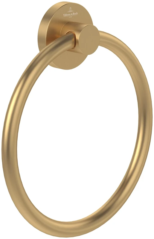 Villeroy & Boch Elements - Tender, bathroom for wall installation, towel ring made from zinc, round bathroom, 164 x 32 x 185 mm, Brushed Gold