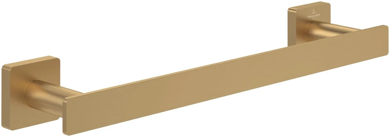 Villeroy & Boch Elements - Striking Towel Rail Bathroom Wall Mounted Towel Rail Brass Bath Towel Rail Square Length 345 mm Brushed Gold