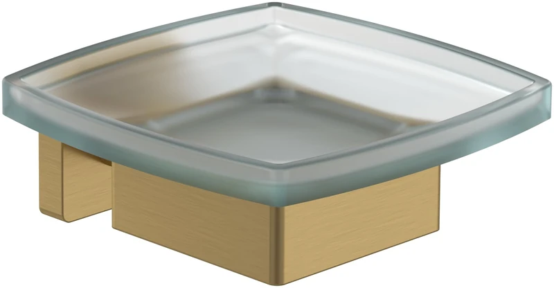 Villeroy & Boch Elements - Striking soap dish, soap storage for wall installation, soap holder made from satin-finished glass with brass holder, square, Brushed Gold