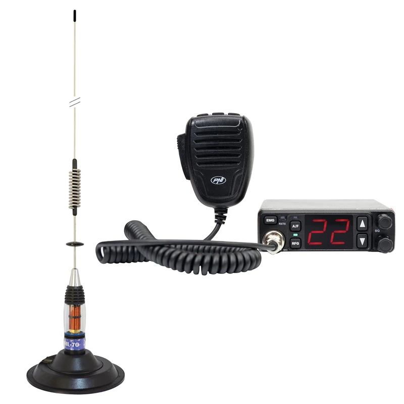 CB radio station PNI Escort HP 5500 with CB antenna PNI ML70, 70cm, with 145mm magnetic base included