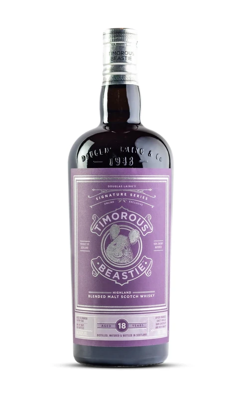 TIMOROUS BEASTIE HIGHLAND BLENDED MALT, 18 YEARS OLD, 70CL, 44.8% WEB EXCLUSIVE