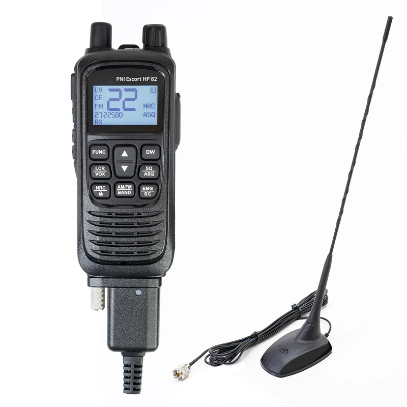 PNI Escort HP 82 portable CB radio station kit, multi standard, 4W, 12V, AM-FM with PNI Extra 48 CB antenna