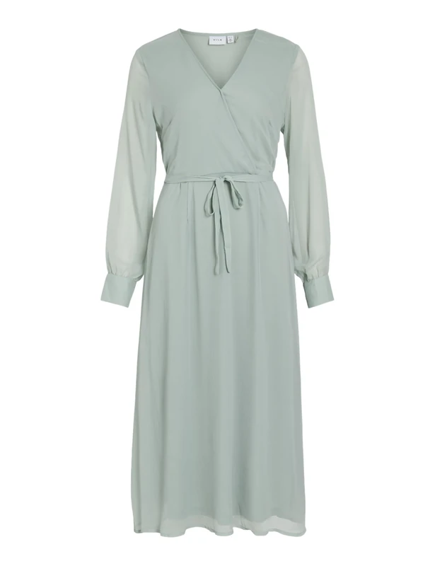 Vila VIFALIA Women's Long Sleeve Maxi Dress, Green Milieu, 16 - Image 1